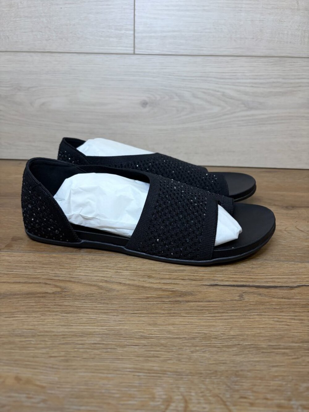 KENNETH COLE REACTION Sential Women's Flat Sandals Black Knit Size 8.5M